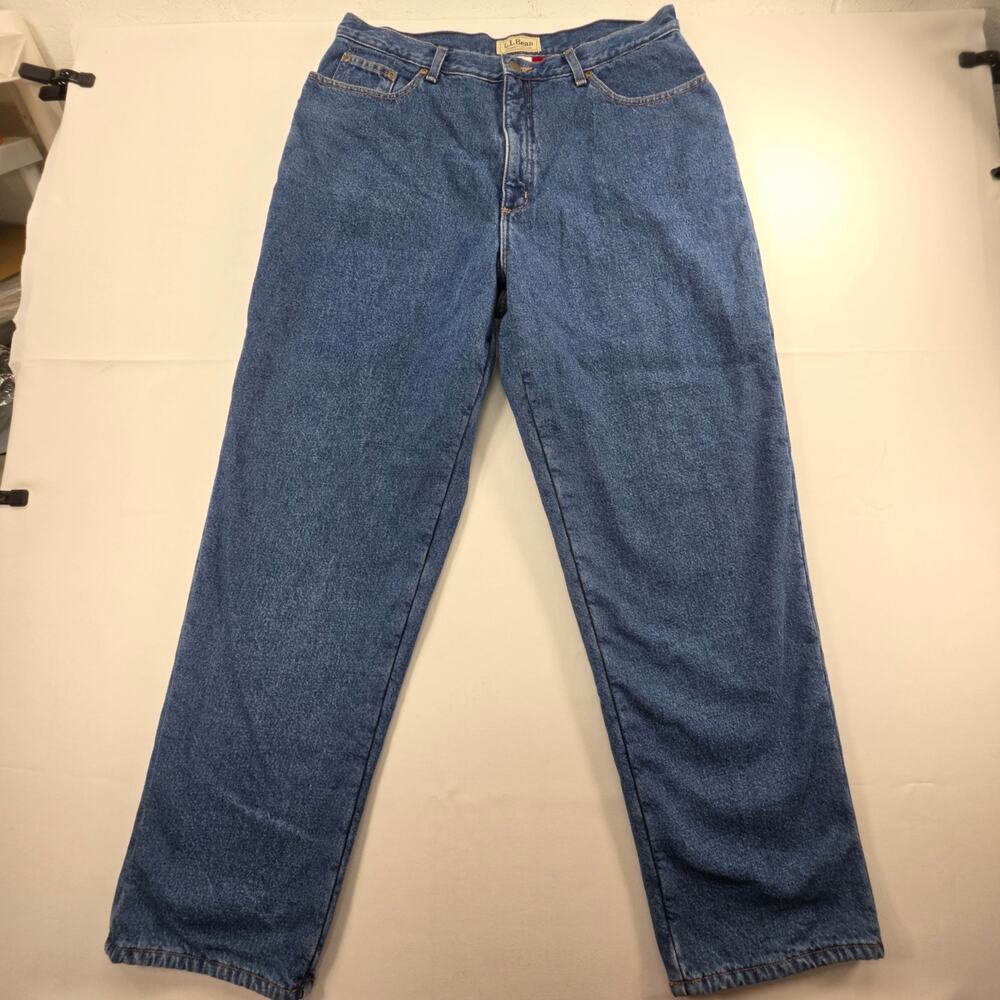L.L.Bean Women's Plus 18 M/T Original Fit Relaxed Fleece Lined Jeans Blue Tall